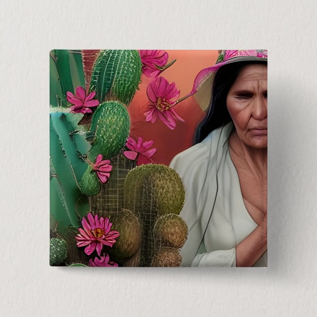 Abuela Surreal Floral Digital konst Knapp (Framsida)