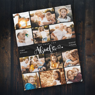 Abuela Vi Kärlek dig Hearts Modern Photo Collage Fleecefilt