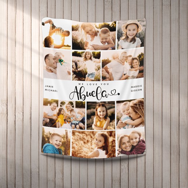 Abuela Vi Kärlek dig Hearts Modern Photo Collage Fleecefilt (Skapare uppladdad)