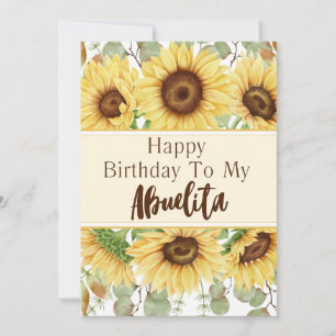 Abuelita Birthday Gult Sunblommor Birthday Card Inbjudningar