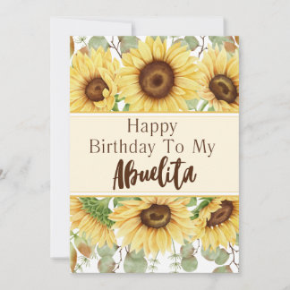 Abuelita Birthday Gult Sunblommor Birthday Card Inbjudningar
