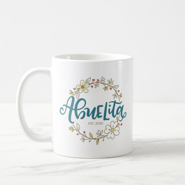 Abuelita, spansk skrift, blommigt andedräkt, kaffemugg (Vänster)