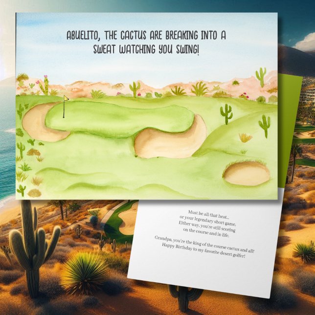 Abuelito, Födelsedagsöken Golfbana Akvarell Kort (Skapare uppladdad)