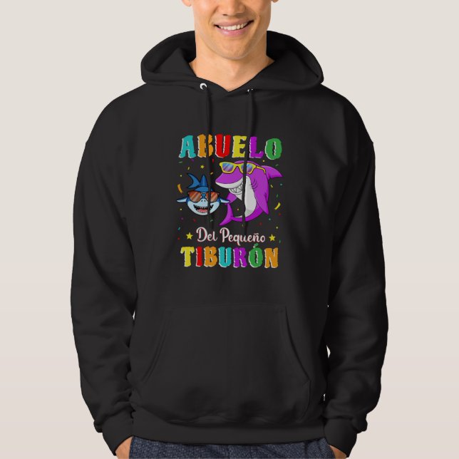 Abuelo del Pequeño Tiburón nieto cumpleaños tiburó Hoodie (Framsida)