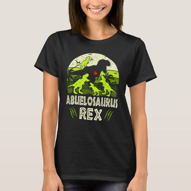 Abuelo Dinosaur T Rex Abuelosaurus 4 Kids Familj M Shirt (Framsida)