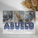 Abuelo Man Myth Legend Photo<br><div class="desc">Cute morfar-fotoplaque med tre familjers bilder som ersätter med ditt eget,  titeln "abuelo",  en personlig som lyder "mannen,  myten,  legenden" och barnbarn namn.</div>