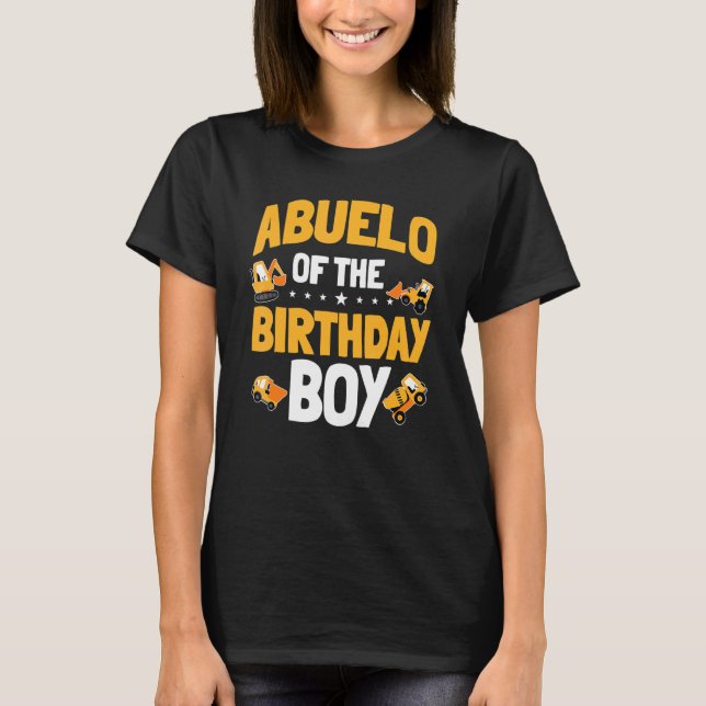 Abuelo of the Birthday Boy Construction Worker Bda T Shirt (Framsida)