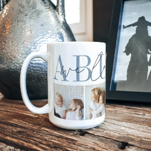 Abuelo Vi Kärlek You 4 Photo Collage Kaffemugg