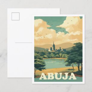 Abuja Nigeria Art Vintage resor Illustration Vykort