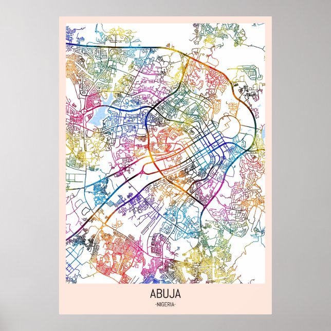 Abuja Nigeria City Karta Poster (Framsidan)