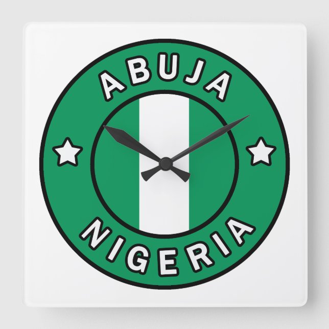 Abuja Nigeria Fyrkantig Klocka (Framsida)