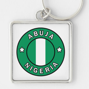 Abuja Nigeria Fyrkantig Silverfärgad Nyckelring