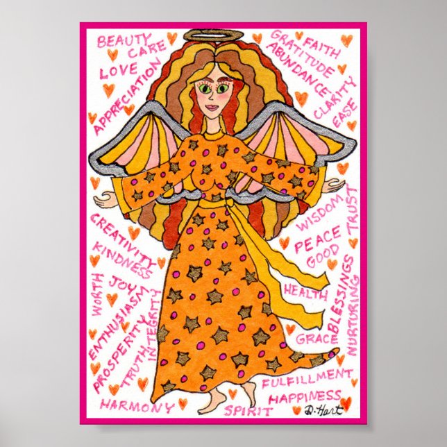 Abundance Angel Positive Affirmations Mini Poster (Framsidan)