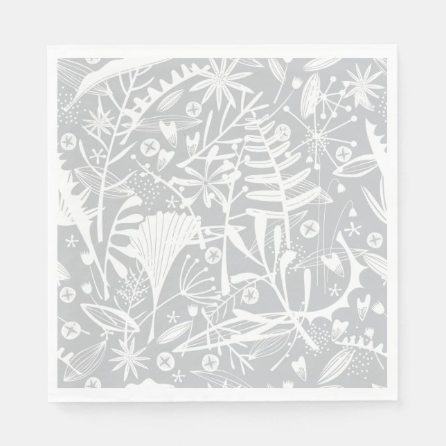 Abundance Botanical Silver Grått Napkin Pappersservett (Framsidan)