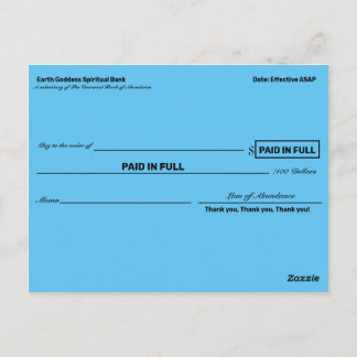 Abundance Checkes for Manifesting wealth wealth Vykort