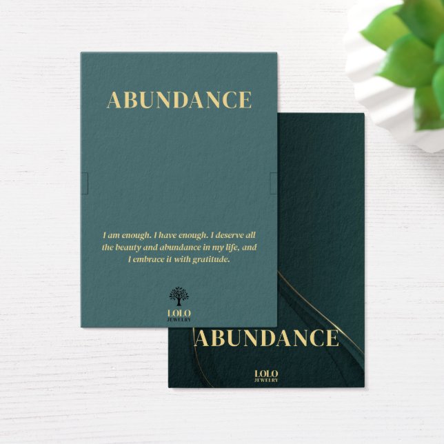 Abundance Meingful Bracelet Jewelry Visning Card Visitkort (Skivbord)