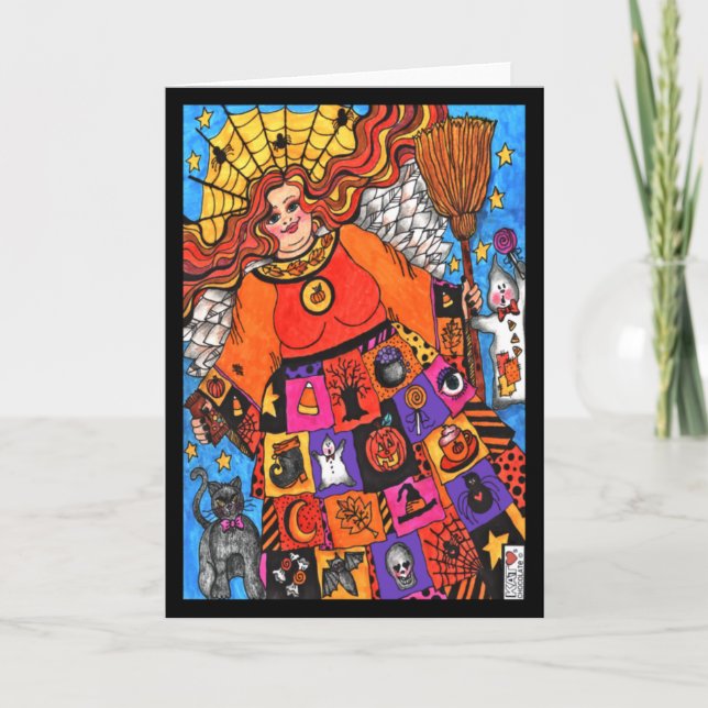 Abundant Blessings Halloween Angel Card Kort (Framsida)