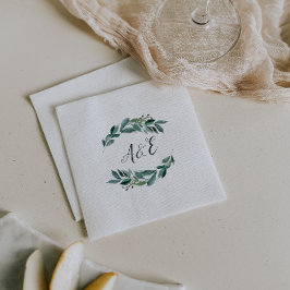 Abundant Foliage Bröllop Monogram Pappersservett