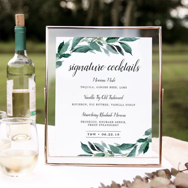 Abundant Foliage Namnteckning Cocktail Menu-tecken Poster (Skapare uppladdad)