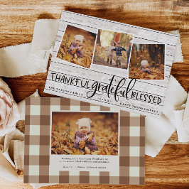 Abundant Gratitude Thanksgiving Photo Collage Card Julkort