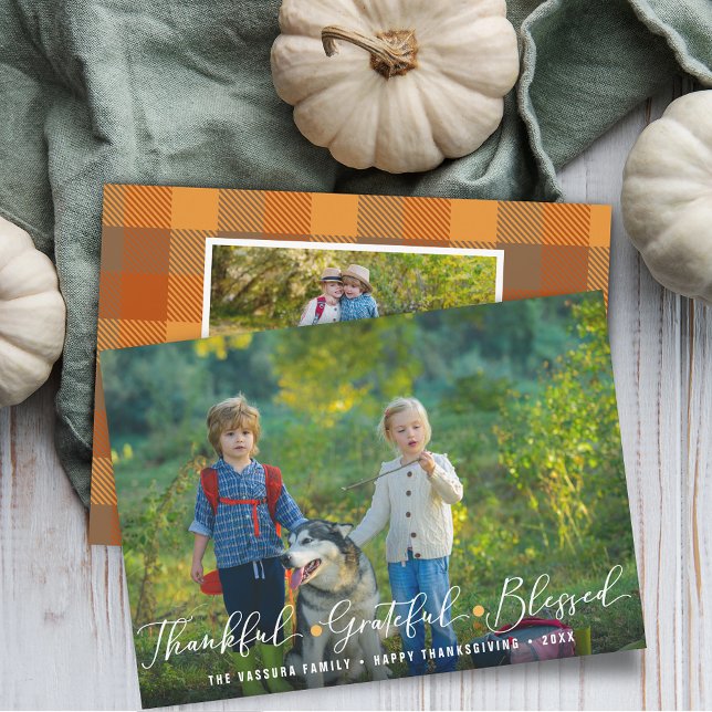 Abundant Gratitude Thanksgiving Photos Julkort (Abundant Gratitude Thanksgiving Photos Holiday Card)