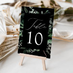 Abundant Greenery Bröllop Bordsnummer<br><div class="desc">Elegant,  botaniska bröllop bord-kort med bordsnumret inkapslat i ett rektangulärt ram omgivet av eukalyptus,  ferns och annan rik grey med svart bakgrund. Anpassa numret för varje bord-kort och lägg till det i din kundvagn. Designad att samordna med vår samling i Abundant Greenery bröllop.</div>