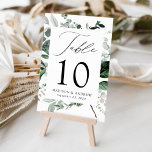 Abundant Greenery Personlig Bröllop Bordsnummer<br><div class="desc">Elegant,  botaniska bröllop bord-kort med bordsnummer,  namn och bröllop-datum inkapslade i ett rektangulärt ram omgivet av eukalyptus,  ferns och annan rik grönenergi. Anpassa numret för varje bord-kort och lägg till det i din kundvagn. Designad att samordna med vår samling i Abundant Greenery bröllop.</div>