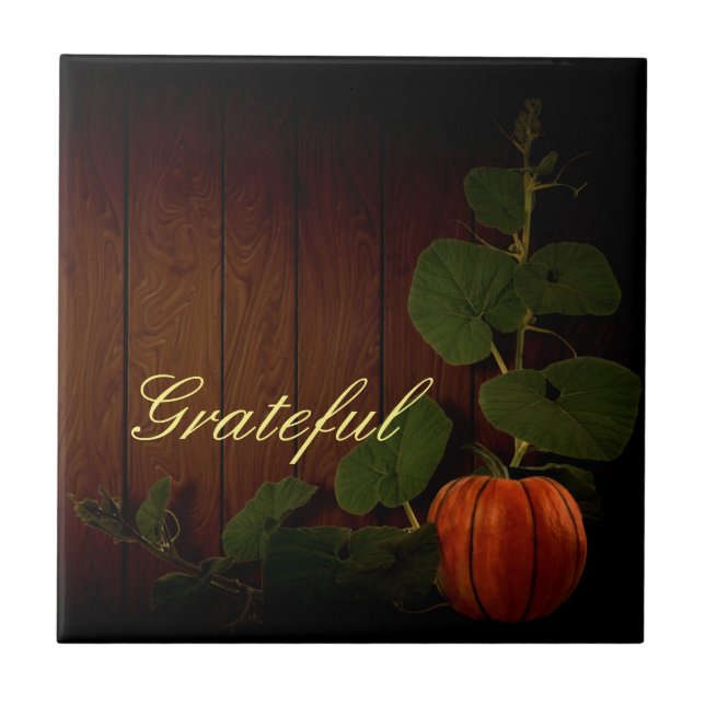 Abundant Harvest Pumpkin Thanksgiving Kakelplatta (Framsidan)