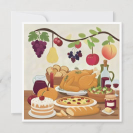 Abundant Helgdag Feast: Firande Illustr från höste Tack Kort