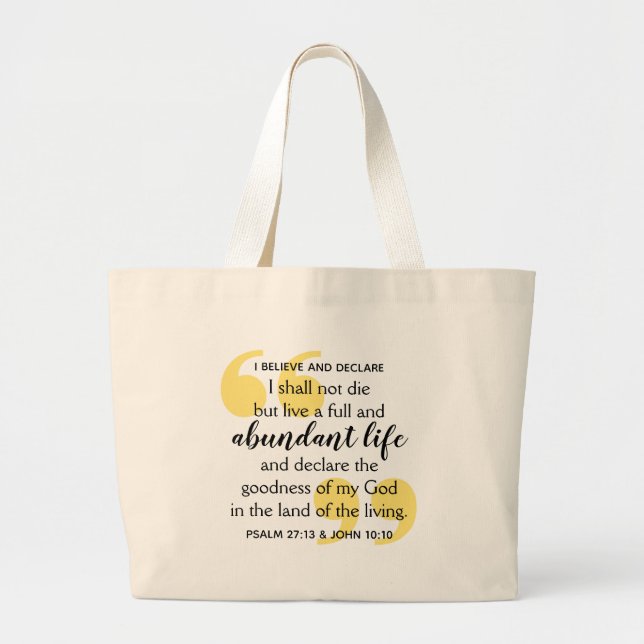 ABUNDANT LIFE Positive Christian Affirmation Jumbo Tygkasse (Framsidan)
