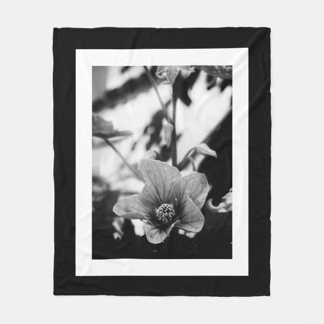 Abutilon Pictum Black and White Floral Photography Fleecefilt (Framsidan)