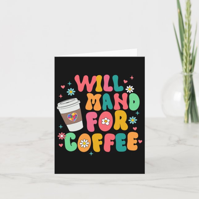 Aby Sped Autism Awareness Coffee Älskare Will Mand Kort (Framsida)