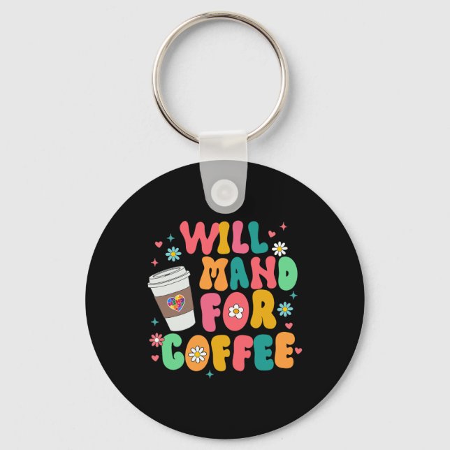 Aby Sped Autism Awareness Coffee Älskare Will Mand Nyckelring (Framsida)