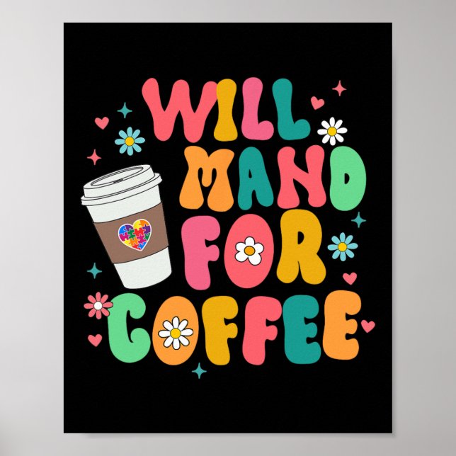 Aby Sped Autism Awareness Coffee Älskare Will Mand Poster (Framsidan)