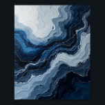 "Abyssal Flow" Poster<br><div class="desc">"An abstract, heavily textured painting dominated by shades of blue, ranging from deep indigo and navy to lighter cerulean and crisp white. The composition features thick, undulating, and layered strokes that suggest the movement of deep water, geological strata, or rippling clouds. White linear accents (like lightning or faint surface foam)...</div>