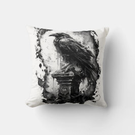 Abyssal Gaze Heavy Metal Raven Skull  Kudde