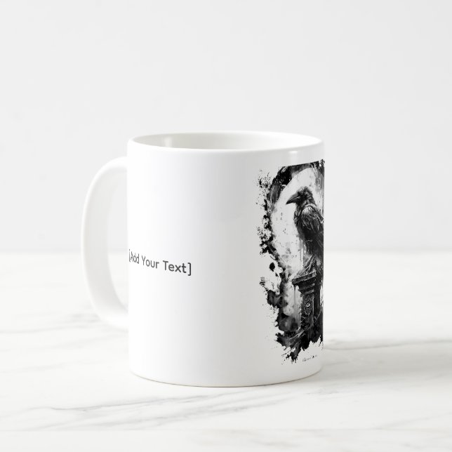 Abyssal Gaze Heavy Metal Raven Skull Mug Kaffemugg (Framsida vänster)