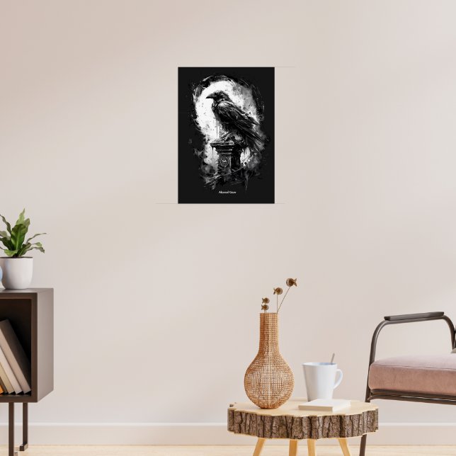 Abyssal Gaze Heavy Metal Raven Skull  Poster (Vardagsrum 3)
