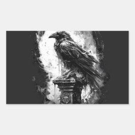Abyssal Gaze Heavy Metal Raven Skull Rektangulärt Klistermärke