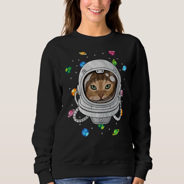 Abyssinian Astronaut Cat Deep in Space Cosmic Univ T Shirt (Framsida)