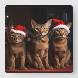 Abyssinian av julgranen fyrkantig klocka