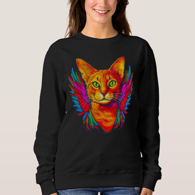 Abyssinian Cat Angel Wings T Shirt (Framsida)