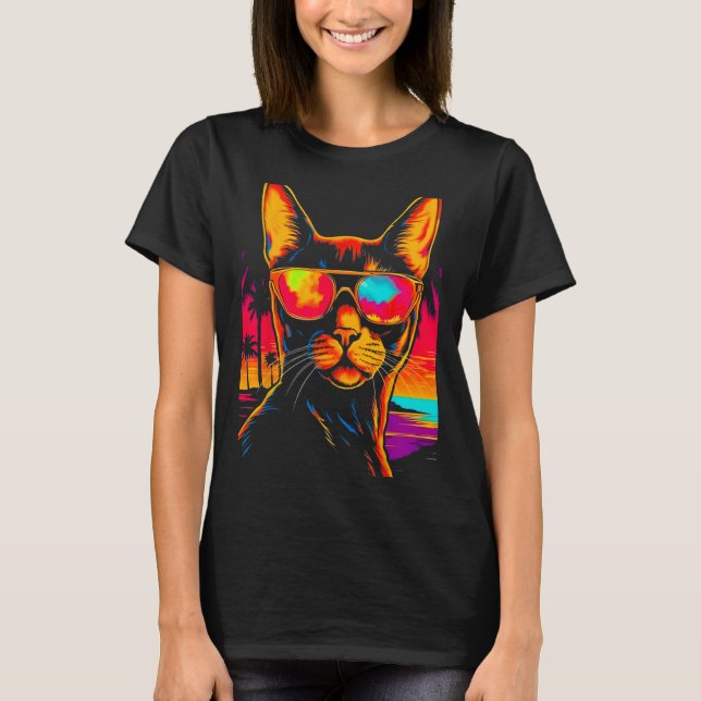 Abyssinian Cat Beach Party T Shirt (Framsida)