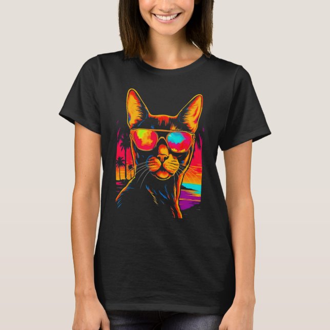 Abyssinian Cat Beach Party T Shirt (Framsida)
