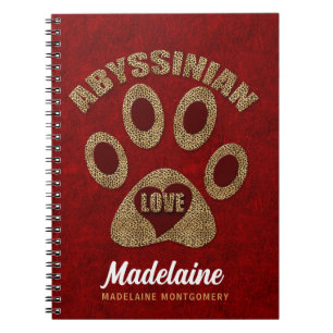 Abyssinian Cat Breed Anpassningsbar Red Cheetah Anteckningsbok Med Spiral