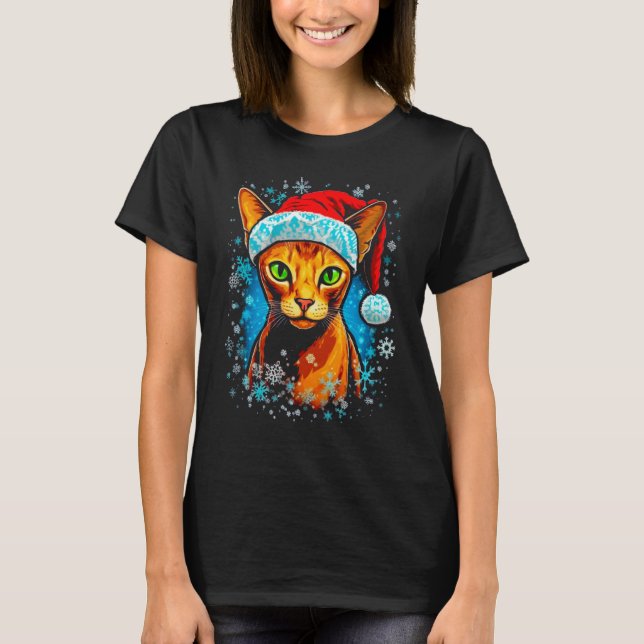 Abyssinian Cat Christmas 1 T Shirt (Framsida)