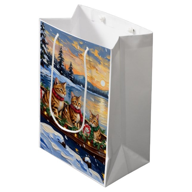 Abyssinian Cat Christmas Boat Holiday (Framsidan Vinklad)
