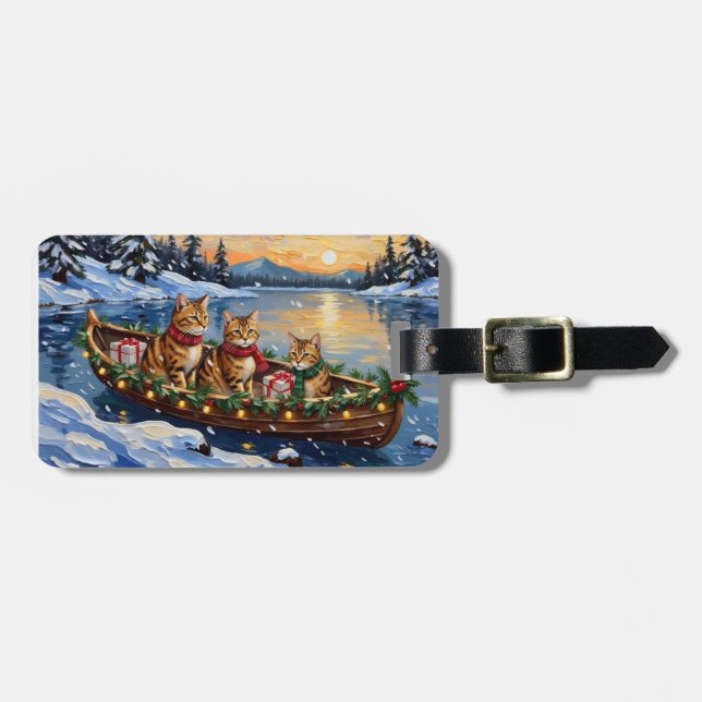 Abyssinian Cat Christmas Boat Holiday Bagagebricka (Horisontell Framsida)