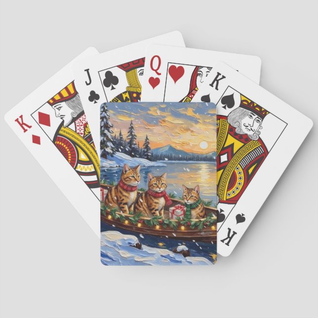 Abyssinian Cat Christmas Boat Holiday Casinokort (Baksidan)