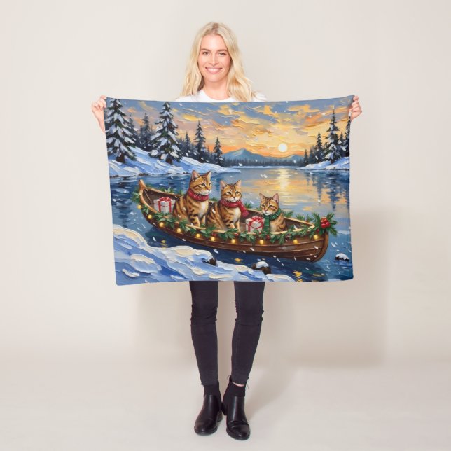 Abyssinian Cat Christmas Boat Holiday Fleecefilt (På plats)